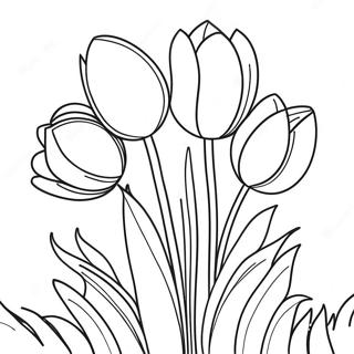 Realistic Tulip Garden Coloring Page 45493-36321