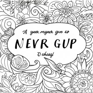 Never Give Up Motivational Quote Coloring Page 45523-36346