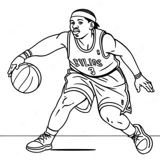 Allen Iverson Basketball Dribbling Coloring Page 45533-36350