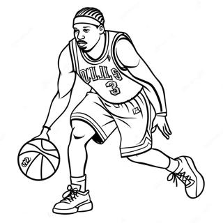 Allen Iverson Basketball Dribbling Coloring Page 45533-36352