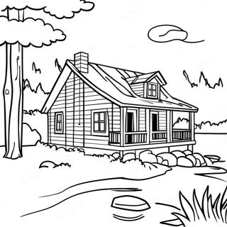 Lake House Cabin Coloring Pages