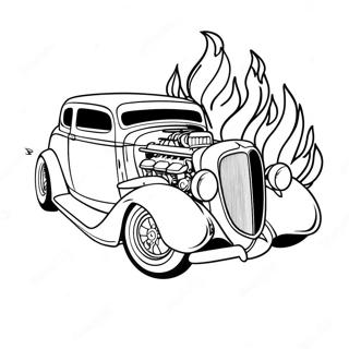 Classic Hot Rod With Flames Coloring Page 4557-3758