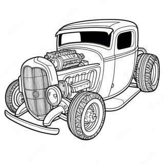 Classic Hot Rod With Flames Coloring Page 4557-3760