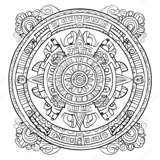 Intricate Aztec Calendar Design Coloring Page 45604-36415