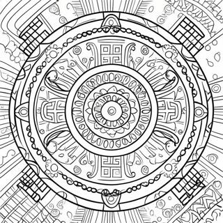 Intricate Aztec Calendar Design Coloring Page 45604-36416