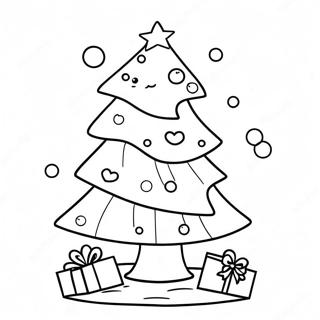 Easy Cute Christmas Tree Coloring Page 4566-3762