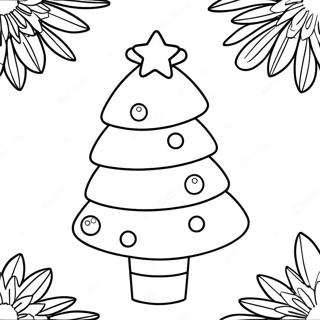 Easy Cute Christmas Tree Coloring Page 4566-3763