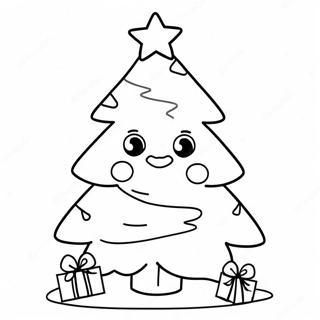 Easy Cute Christmas Tree Coloring Page 4566-3764