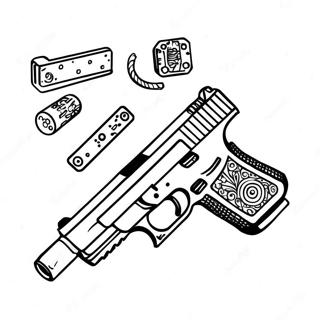 Glock Pistol With Accessories Coloring Page 45704-36495