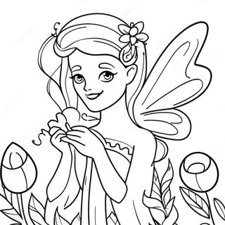 Beautiful Realistic Fairy With Flowers Coloring Page 45763-36537