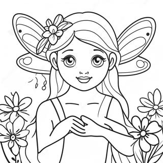 Beautiful Realistic Fairy With Flowers Coloring Page 45763-36540