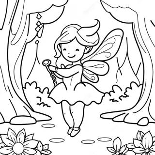 Enchanting Fairy In A Magical Forest Coloring Page 45764-36541