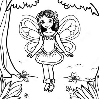 Mystical Black Fairy In Enchanted Forest Coloring Page 45774-36551