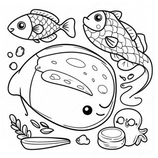 Colorful 5 Loaves And 2 Fish Scene Coloring Page 45804-36573