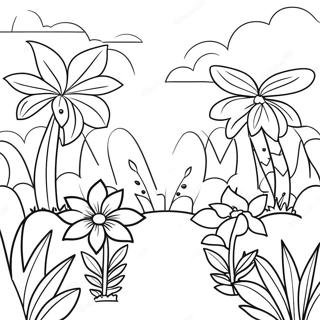 Vibrant Tropical Flower Garden Coloring Page 45834-36599