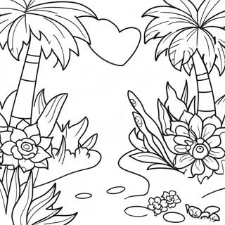 Vibrant Tropical Flower Garden Coloring Page 45834-36600