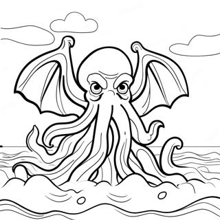 Cthulhu Rising From The Ocean Coloring Page 45854-36615