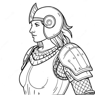 Female Warrior In Battle Armor Coloring Page 45883-36632