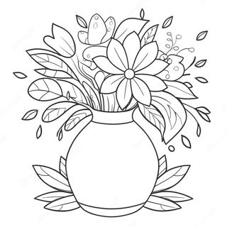 Flower Vase With Colorful Flowers Coloring Page 45953-36690