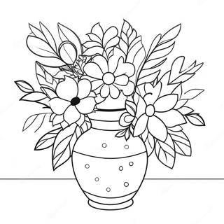 Flower Vase With Colorful Flowers Coloring Page 45953-36691