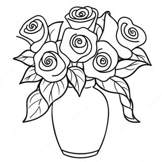 Elegant Flower Vase With Roses Coloring Page 45954-36693