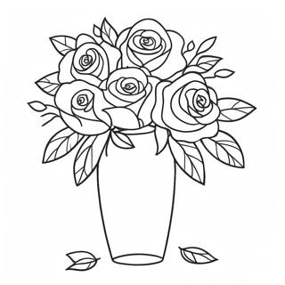 Elegant Flower Vase With Roses Coloring Page 45954-36694