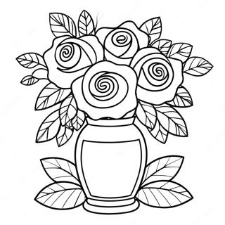 Elegant Flower Vase With Roses Coloring Page 45954-36696