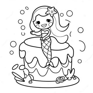 Mermaid Cake With Colorful Decorations Coloring Page 45983-36714