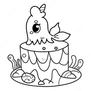 Mermaid Cake With Colorful Decorations Coloring Page 45983-36715