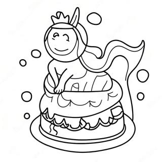 Mermaid Cake With Colorful Decorations Coloring Page 45983-36716