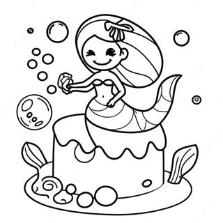 Underwater Mermaid Cake Party Coloring Page 45984-36717