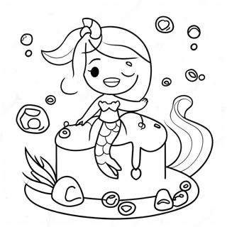 Underwater Mermaid Cake Party Coloring Page 45984-36719