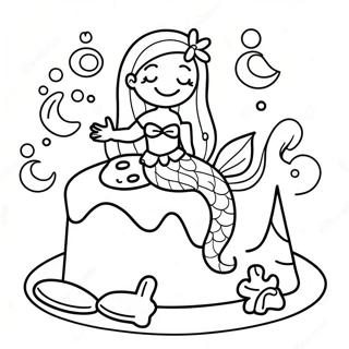 Underwater Mermaid Cake Party Coloring Page 45984-36720