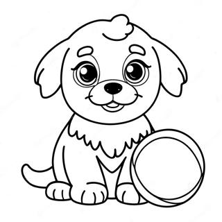 Cute Cavapoo With Ball Coloring Page 45994-36721