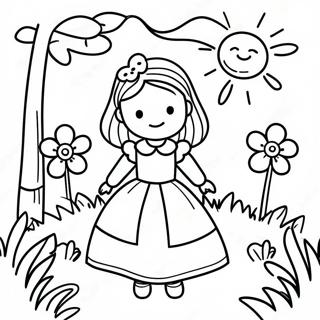 Elegant Girl In Garden Coloring Page 4607-3802