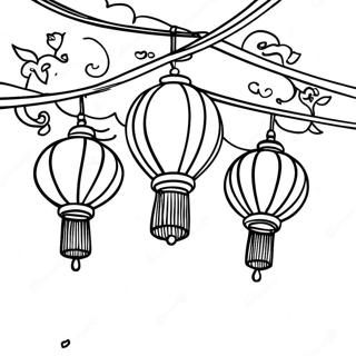 Colorful Tangled Lanterns In The Sky Coloring Page 46124-36829