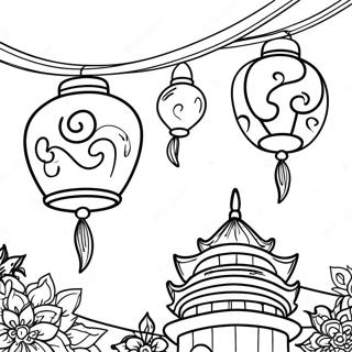 Colorful Tangled Lanterns In The Sky Coloring Page 46124-36832