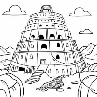 Colorful Tower Of Babel Coloring Page 46144-36846