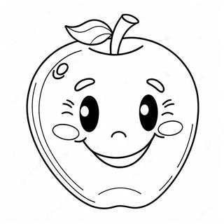 Apple Coloring Page With Smiling Face 46183-36870