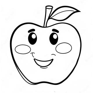 Apple Coloring Page With Smiling Face 46183-36872