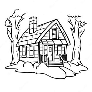 Cozy Little House In The Big Woods Coloring Page 46224-36908