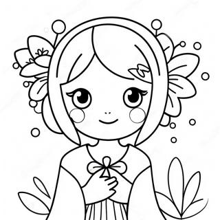 Cute Anime Girl With Flowers Coloring Page 46254-36930