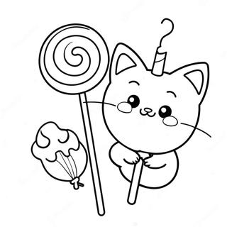 Cute Candy Cat With Lollipop Coloring Page 46264-36938