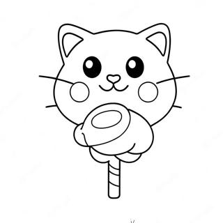 Cute Candy Cat With Lollipop Coloring Page 46264-36939