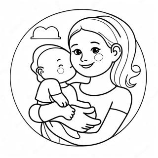 Cute Mother And Child Coloring Page 4627-3813