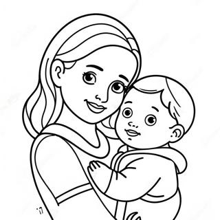 Cute Mother And Child Coloring Page 4627-3814