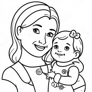 Cute Mother And Child Coloring Page 4627-3815