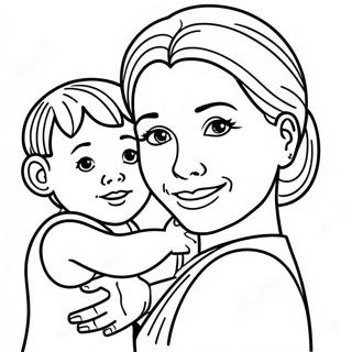 Cute Mother And Child Coloring Page 4627-3816