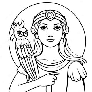 Wise Athena With Owl Coloring Page 46294-36961