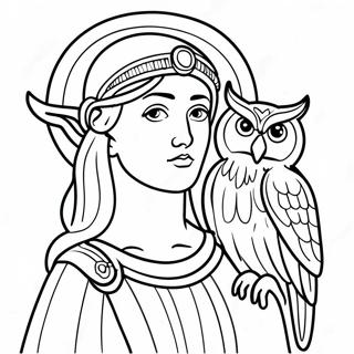 Wise Athena With Owl Coloring Page 46294-36962